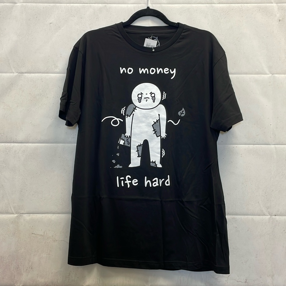 Hootles Art by Goodie Two Sleeves White, No Money, Shortsleeved Graphic Tee (L)